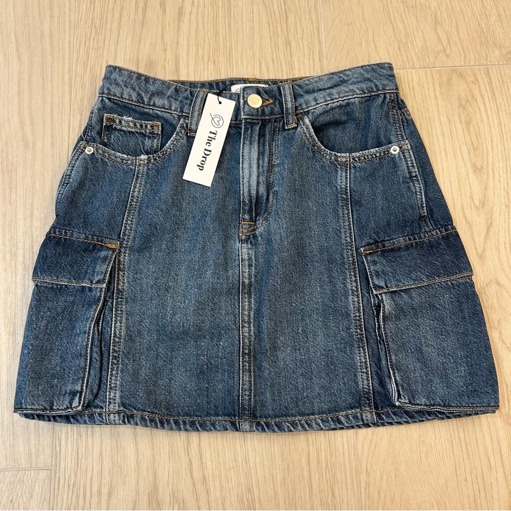 Denim Cargo Mini Skirt
